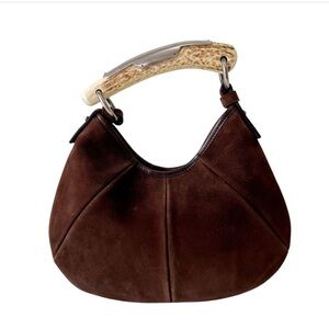 YSL Mini Brown Suede Mombasa Hand Bag